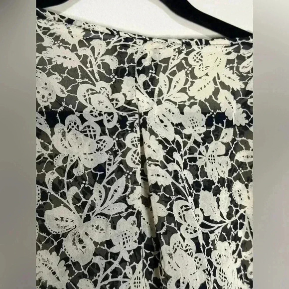 Sundance Womens Size Small Black/Beige Floral Silk Long Sleeve Boho Top - Picture 5 of 9